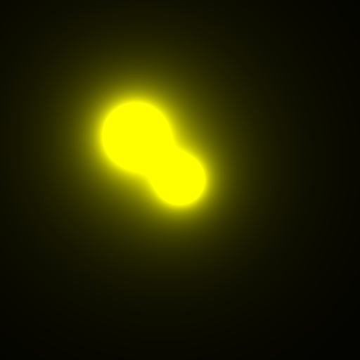 Image of two metaballs generated with a single C++ file